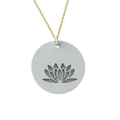 Doğum Çiçeği Lotus Kolye - 18 ayar beyaz altın kolye (40 cm altın rolo zincir) #k2fydv
