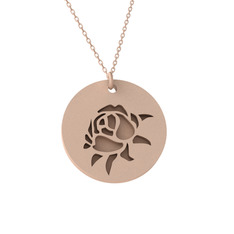 Şakayık Kolye - 14 ayar rose altın kolye (40 cm rose altın rolo zincir) #1xx4thx