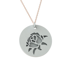 Şakayık Kolye - 8 ayar beyaz altın kolye (40 cm rose altın rolo zincir) #oi0nuv