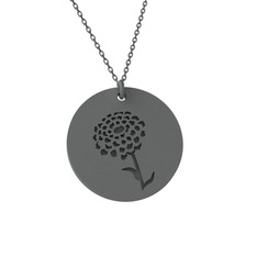 Kadife Çiçeği Kolye - 925 ayar siyah rodyum kaplama gümüş kolye (40 cm gümüş rolo zincir) #15i1klu