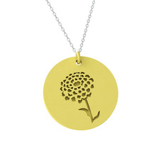 Kadife Çiçeği Kolye - 18 ayar altın kolye (40 cm gümüş rolo zincir) #1ho13t6