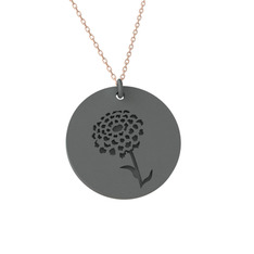 Kadife Çiçeği Kolye - 925 ayar siyah rodyum kaplama gümüş kolye (40 cm rose altın rolo zincir) #eqpp9b