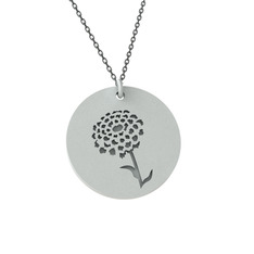 Kadife Çiçeği Kolye - 8 ayar beyaz altın kolye (40 cm gümüş rolo zincir) #lnfpwp