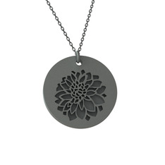 Kasımpatı Kolye - 925 ayar siyah rodyum kaplama gümüş kolye (40 cm gümüş rolo zincir) #1rhy78e