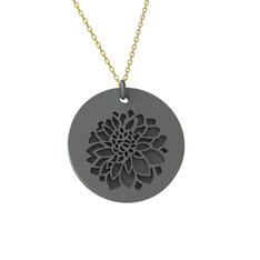 Kasımpatı Kolye - 925 ayar siyah rodyum kaplama gümüş kolye (40 cm altın rolo zincir) #9w7fml