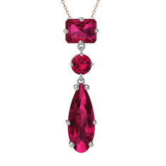 Rodolit garnet 925 ayar gümüş kolye (40 cm rose altın rolo zincir)