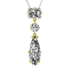 Guana Kolye - Beyaz zirkon 18 ayar altın kolye (40 cm gümüş rolo zincir) #193177l