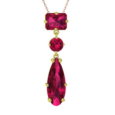 Guana Kolye - Rodolit garnet 14 ayar altın kolye (40 cm rose altın rolo zincir) #1t900wi