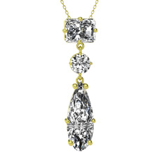 Guana Kolye - Beyaz zirkon 8 ayar altın kolye (40 cm altın rolo zincir) #1wdcq4v