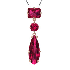Guana Kolye - Rodolit garnet 14 ayar rose altın kolye (40 cm gümüş rolo zincir) #1ybnqie