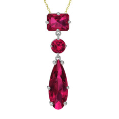 Rodolit garnet 8 ayar beyaz altın kolye (40 cm altın rolo zincir)