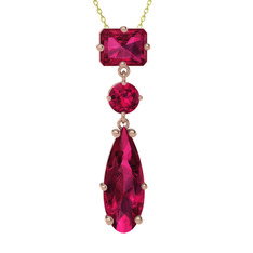 Guana Kolye - Rodolit garnet 18 ayar rose altın kolye (40 cm gümüş rolo zincir) #6lykoe