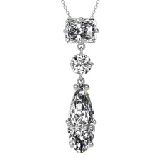 Guana Kolye - Beyaz zirkon 14 ayar beyaz altın kolye (40 cm beyaz altın rolo zincir) #kw7u96