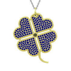 Peridot ve lab safir 925 ayar altın kaplama gümüş kolye (40 cm gümüş rolo zincir)