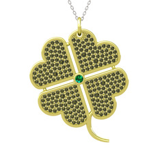 Büyük Yonca Kolye - Yeşil kuvars ve peridot 18 ayar altın kolye (40 cm beyaz altın rolo zincir) #16u7fkn