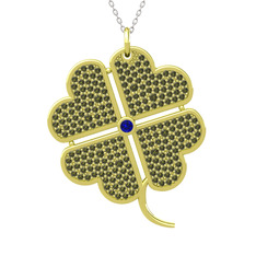 Lab safir ve peridot 14 ayar altın kolye (40 cm gümüş rolo zincir)