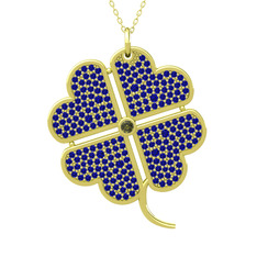 Peridot ve lab safir 14 ayar altın kolye (40 cm altın rolo zincir)