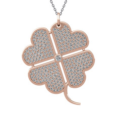 Pırlanta ve swarovski 18 ayar rose altın kolye (0.11 karat, 40 cm gümüş rolo zincir)