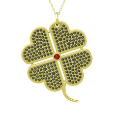 Garnet ve peridot 8 ayar altın kolye (40 cm altın rolo zincir)