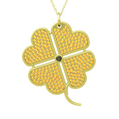Peridot ve sitrin 14 ayar altın kolye (40 cm altın rolo zincir)