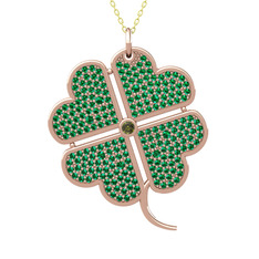 Büyük Yonca Kolye - Peridot ve yeşil kuvars 925 ayar rose altın kaplama gümüş kolye (40 cm altın rolo zincir) #egripk