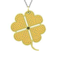 Peridot ve sitrin 925 ayar altın kaplama gümüş kolye (40 cm gümüş rolo zincir)