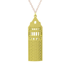 Galata Kulesi Kolye - 925 ayar altın kaplama gümüş kolye (40 cm rose altın rolo zincir) #1gona2n