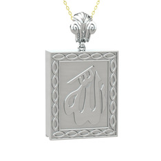 Allah Yazılı Cevşen Kolye - 14 ayar beyaz altın kolye (40 cm altın rolo zincir) #1d0fztg