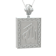 Allah Yazılı Cevşen Kolye - 18 ayar beyaz altın kolye (40 cm beyaz altın rolo zincir) #1fubynq
