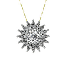 Taşlı Papatya Kolye - Swarovski 8 ayar beyaz altın kolye (40 cm altın rolo zincir) #191he2u