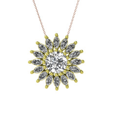 Taşlı Papatya Kolye - Swarovski 18 ayar altın kolye (40 cm gümüş rolo zincir) #19i3x2k