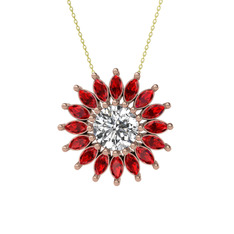 Swarovski ve garnet 14 ayar rose altın kolye (40 cm altın rolo zincir)