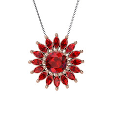 Garnet 18 ayar rose altın kolye (40 cm gümüş rolo zincir)