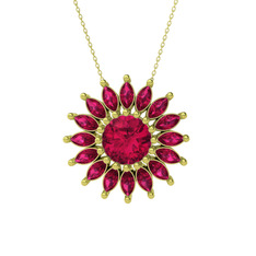 Rodolit garnet 8 ayar altın kolye (40 cm altın rolo zincir)