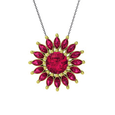 Rodolit garnet 8 ayar altın kolye (40 cm gümüş rolo zincir)