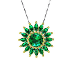 Taşlı Papatya Kolye - Yeşil kuvars 925 ayar altın kaplama gümüş kolye (40 cm gümüş rolo zincir) #jaiwro