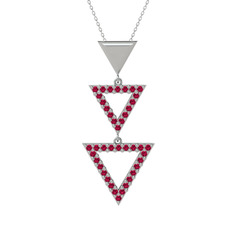 Rodolit garnet 925 ayar gümüş kolye (40 cm beyaz altın rolo zincir)