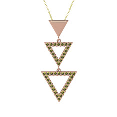 Peridot 14 ayar rose altın kolye (40 cm altın rolo zincir)
