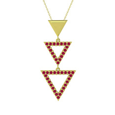 Rodolit garnet 14 ayar altın kolye (40 cm altın rolo zincir)