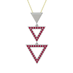 Rodolit garnet 14 ayar beyaz altın kolye (40 cm altın rolo zincir)