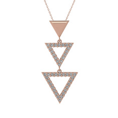Orya Üçgen Kolye - Swarovski 14 ayar rose altın kolye (40 cm rose altın rolo zincir) #17z5z78