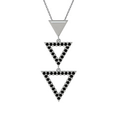 Orya Üçgen Kolye - Siyah zirkon 925 ayar gümüş kolye (40 cm gümüş rolo zincir) #1avfa4r