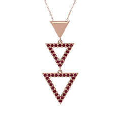 Kök yakut 18 ayar rose altın kolye (40 cm rose altın rolo zincir)