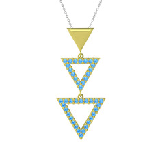 Orya Üçgen Kolye - Akuamarin 14 ayar altın kolye (40 cm beyaz altın rolo zincir) #1gs8vh