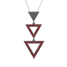 Garnet 925 ayar siyah rodyum kaplama gümüş kolye (40 cm gümüş rolo zincir)