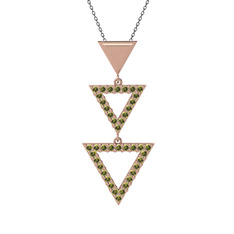 Orya Üçgen Kolye - Peridot 18 ayar rose altın kolye (40 cm gümüş rolo zincir) #1hu74ze
