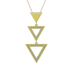 Orya Üçgen Kolye - Swarovski 925 ayar altın kaplama gümüş kolye (40 cm rose altın rolo zincir) #1ljbaxm