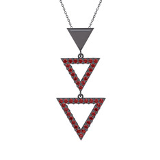 Garnet 925 ayar siyah rodyum kaplama gümüş kolye (40 cm gümüş rolo zincir)