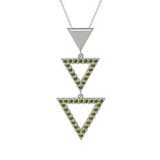 Orya Üçgen Kolye - Peridot 14 ayar beyaz altın kolye (40 cm gümüş rolo zincir) #1qtixd9