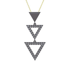 Orya Üçgen Kolye - Pırlanta 925 ayar siyah rodyum kaplama gümüş kolye (0.63 karat, 40 cm gümüş rolo zincir) #1teamjt